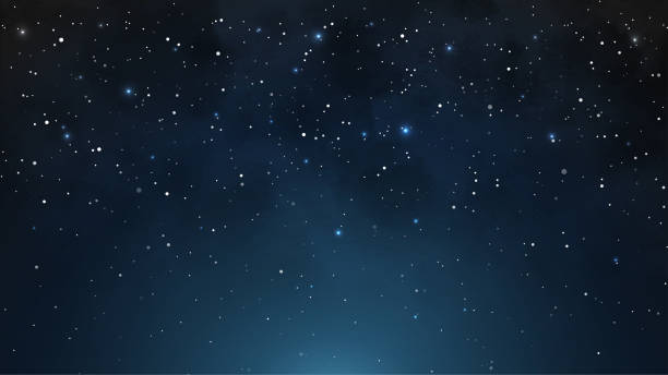 Dark gradient background wiht stars and clouds.